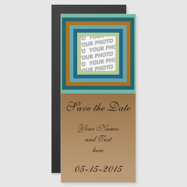 Stripes Square Frame coloured 09 + your photo Magnetic Invitation (Front/Back)