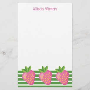 Stripes & Strawberries Personalised Stationery