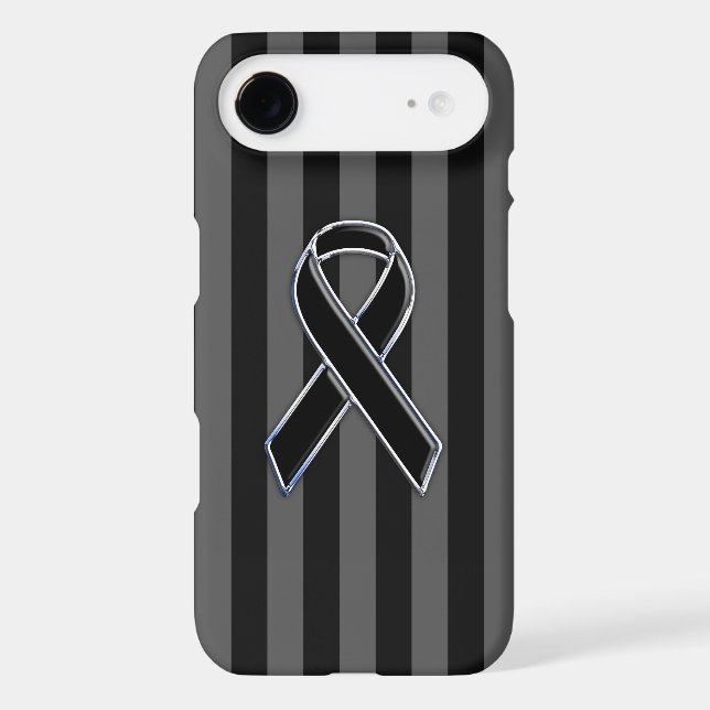 Stripes Style Black Ribbon Awareness Case-Mate iPhone Case (Back)