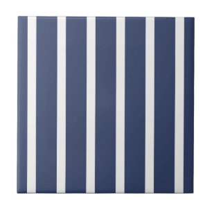 Stripes Thn Thick Navy White Tile