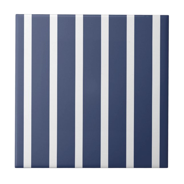 Stripes Thn Thick Navy White Tile (Front)