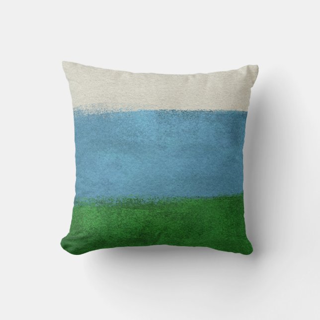 Stripes Throw Pillow - Blue Green Cream Striped (Front)