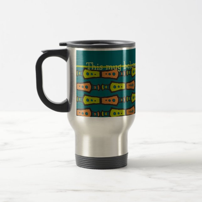 Stripes, Tribal Pattern, Teal: Travel Mug (Left)