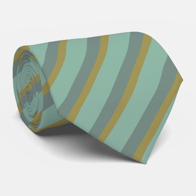 Stripes - Turquoise Gold Silver Tie (Rolled)