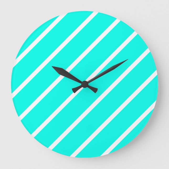 Stripes Turquoise & White Clock (Front)