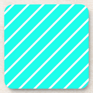Stripes Turquoise & White Coasters