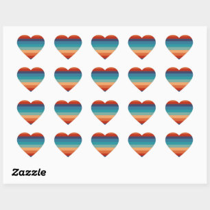 Stripes Vintage Colour Old Style Colourful Geometr Heart Sticker