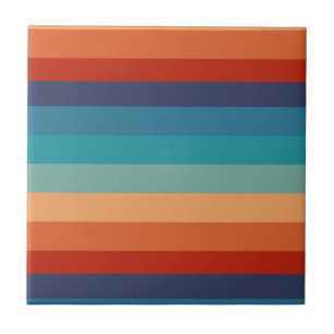 Stripes Vintage Colour Old Style Colourful Geometr Tile