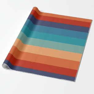 Stripes Vintage Colour Old Style Colourful Geometr Wrapping Paper
