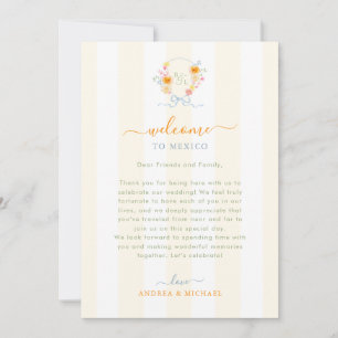 Stripes Wedding Welcome Letter Itinerary Card