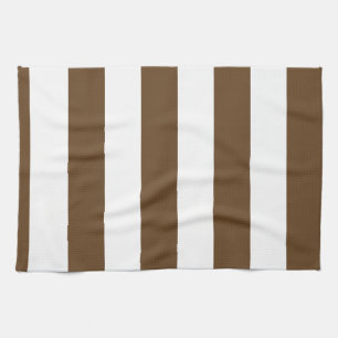 Stripes - White and Dark Brown Tea Towel