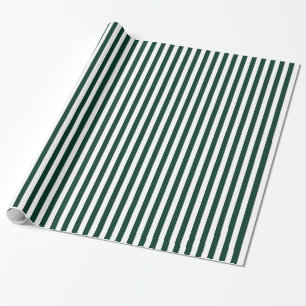 Stripes - White and Dark Green Wrapping Paper