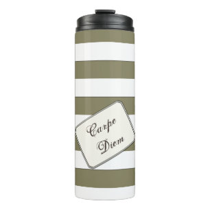 Stripes White on any Colour any Text Thermal Tumbler