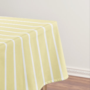 Stripes White Yellow Mustard Tablecloth