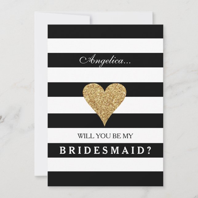 Stripes Will You Be My Bridesmaid Invitation (Front)