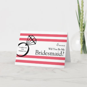 Stripes Will You Be My Bridesmaid Invitation