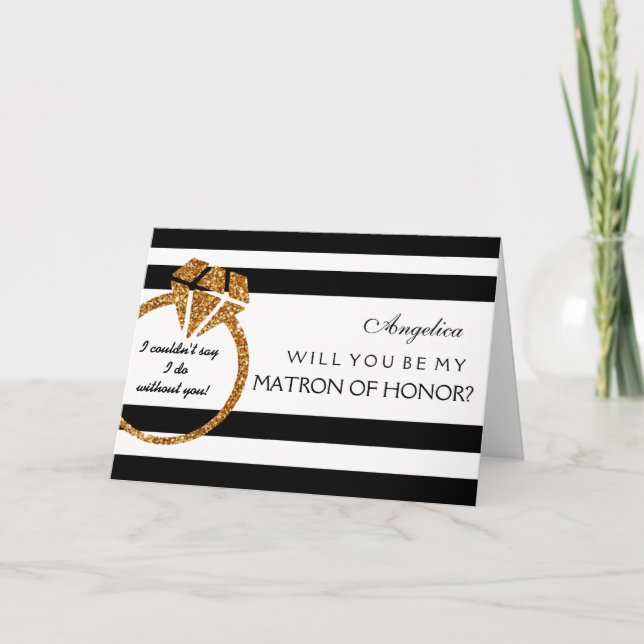 Stripes Will You Be My Matron of Honour Card (Front)