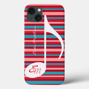 Stripes with musical note iPhone 13 case