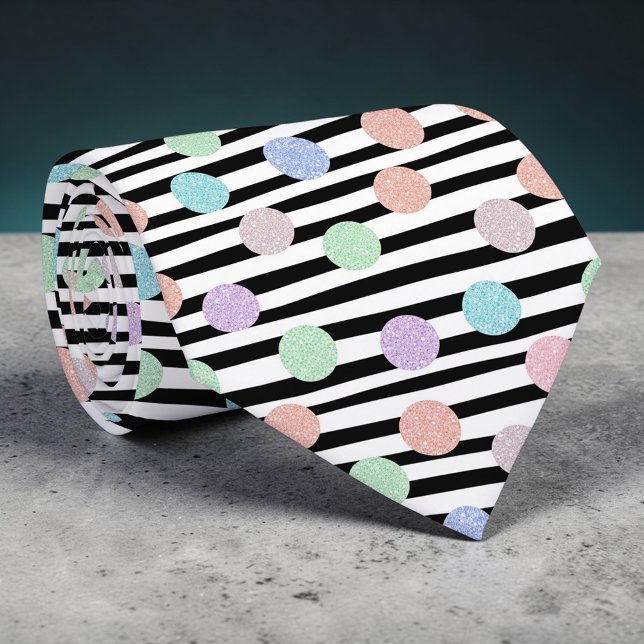 Stripes with Pastel Colorful Circles Necktie (Creator Uploaded)