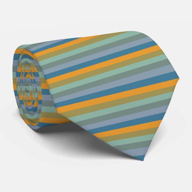 Stripes - Yellow Blue Lavender Olive Green Aqua Tie (Rolled)