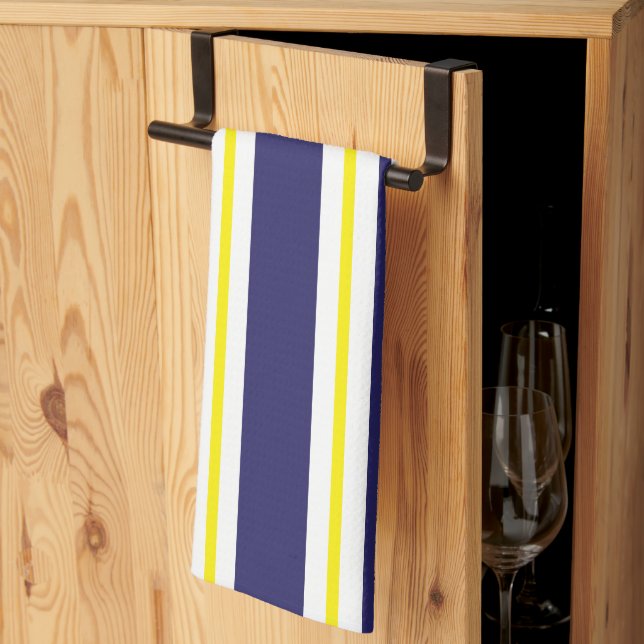 Stripes Yellow Blue Red Summer Pattern Tea Towel (Thirds Fold)