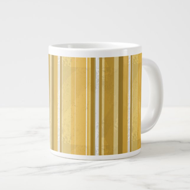 Stripes Yellow Large Coffee Mug (Front Right)