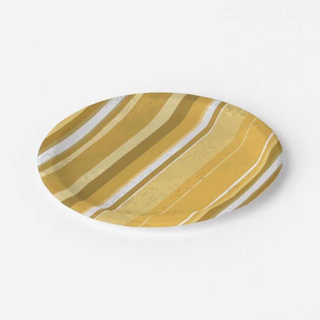 Stripes Yellow Paper Plate (Angled)