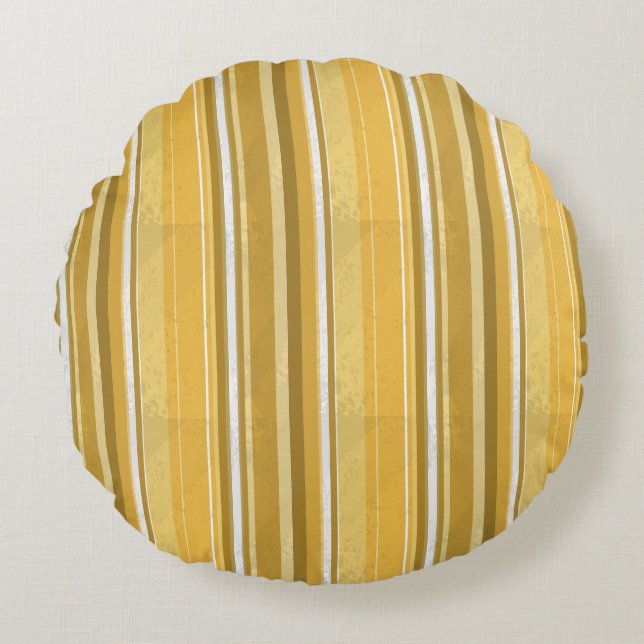 Stripes Yellow Round Cushion (Front)