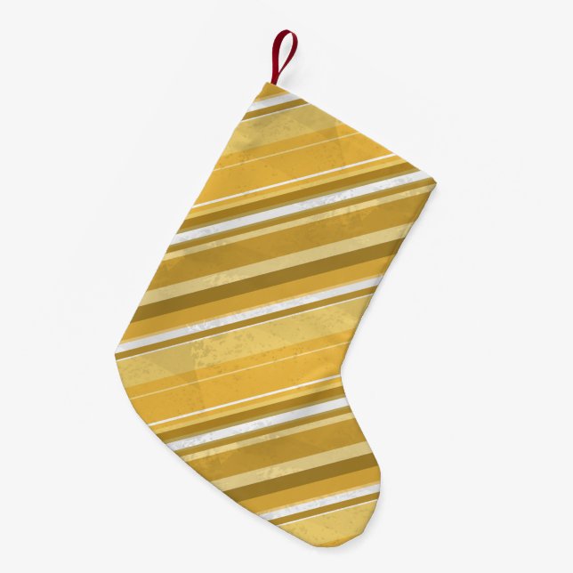 Stripes Yellow Small Christmas Stocking (Front (Hanging))