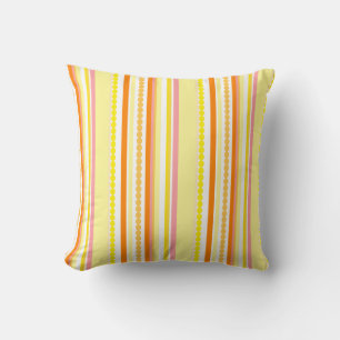 Stripey beads orange and pink throw pillow