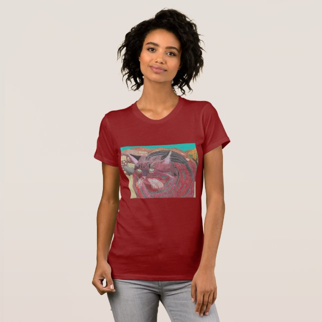 Stripey Cat At Joshua Tree T-Shirt (Front Full)
