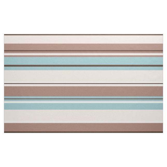 Stripey Design Browns Blue Cream & White Fabric (Yard)
