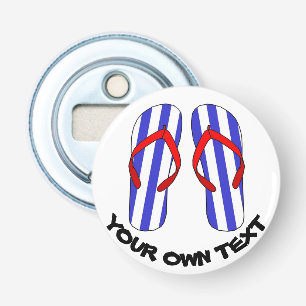 Stripey Flip Flops Beach Sandles Custom Text Bottle Opener