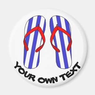 Stripey Flip Flops Beach Sandles Custom Text Magnet