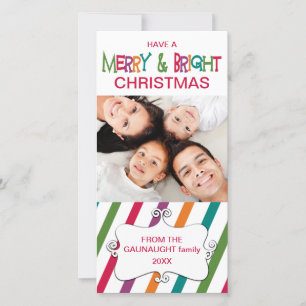 Stripey Merry & Bright Holiday Photo Card