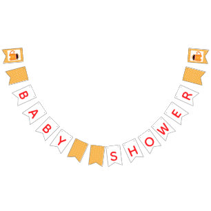 Stripey Orange Little Monster Baby Shower Bunting