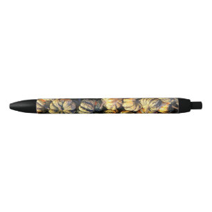 Stripey Pumpkins Cluster Black Ink Pen