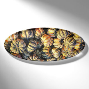 Stripey Pumpkins Cluster  Name Tag