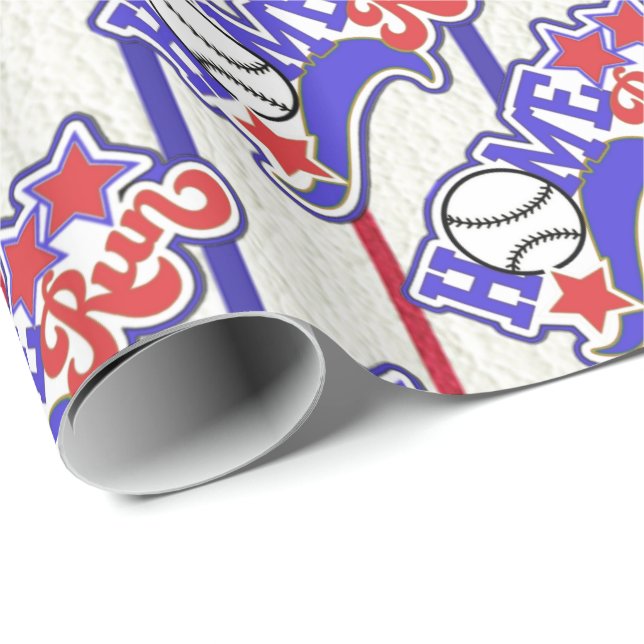Stripped Home Run Baseball Wrapping Paper (Roll Corner)