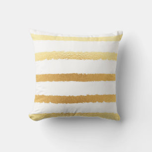 Stripped shiny golden metallic pattern cushion