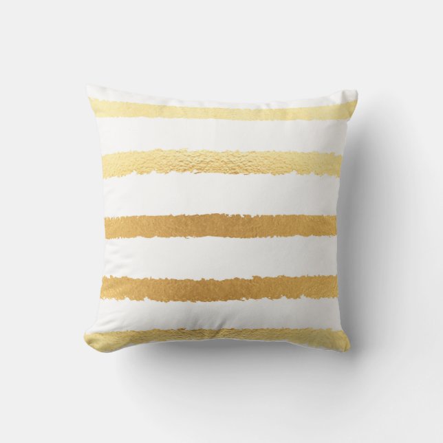 Stripped shiny golden metallic pattern cushion (Front)