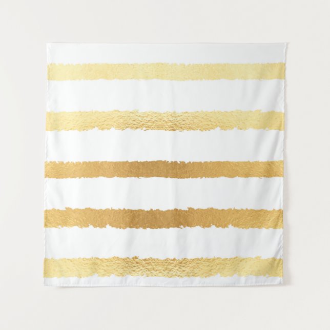 Stripped shiny golden metallic pattern tapestry (Front)