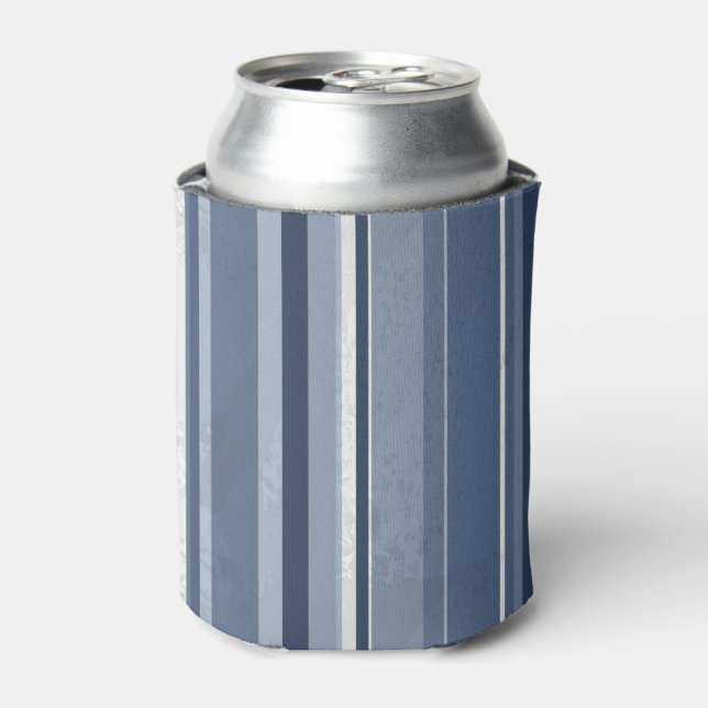 Strips of Blue and white Can Cooler (Can Front)