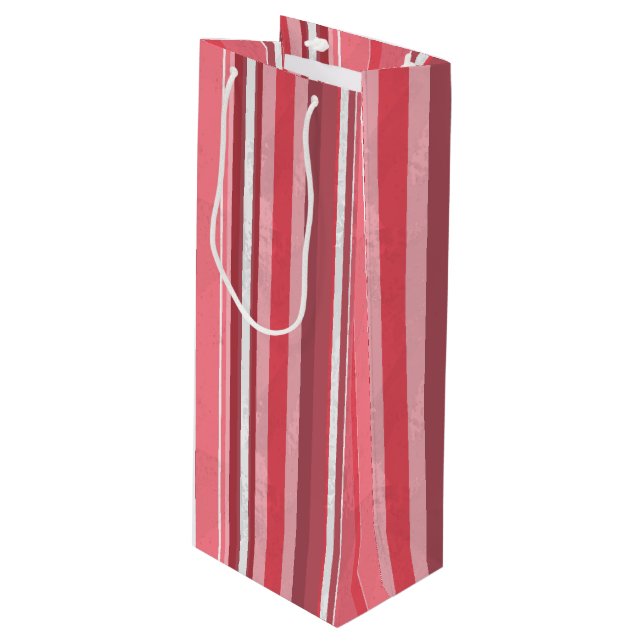 Strips of Pink Wine Gift Bag (Front Angled)