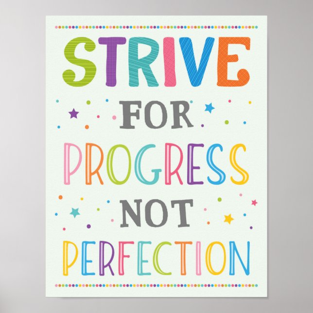 Strive For Progress Not Perfection Growth Mindset Poster (Front)