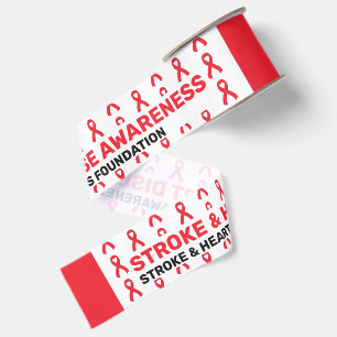 Stroke and Heart Disease Awareness Pattern Ribbon Grosgrain Ribbon