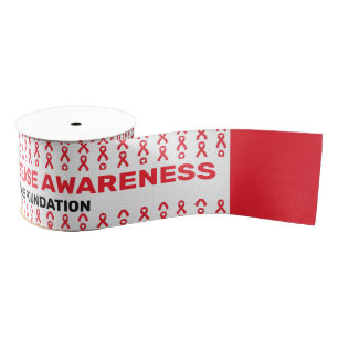 Stroke and Heart Disease Awareness Pattern Ribbon Grosgrain Ribbon