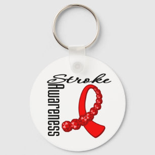 Stroke Awareness Gemstone Ribbon Key Ring