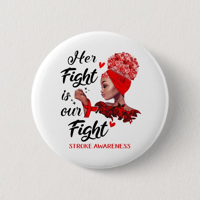 Stroke Awareness Her Fight Is Our Fight 6 Cm Round Badge (Front)