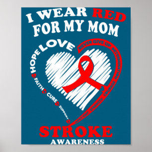 Stroke Awareness - I Wear Red For My Mom Poster